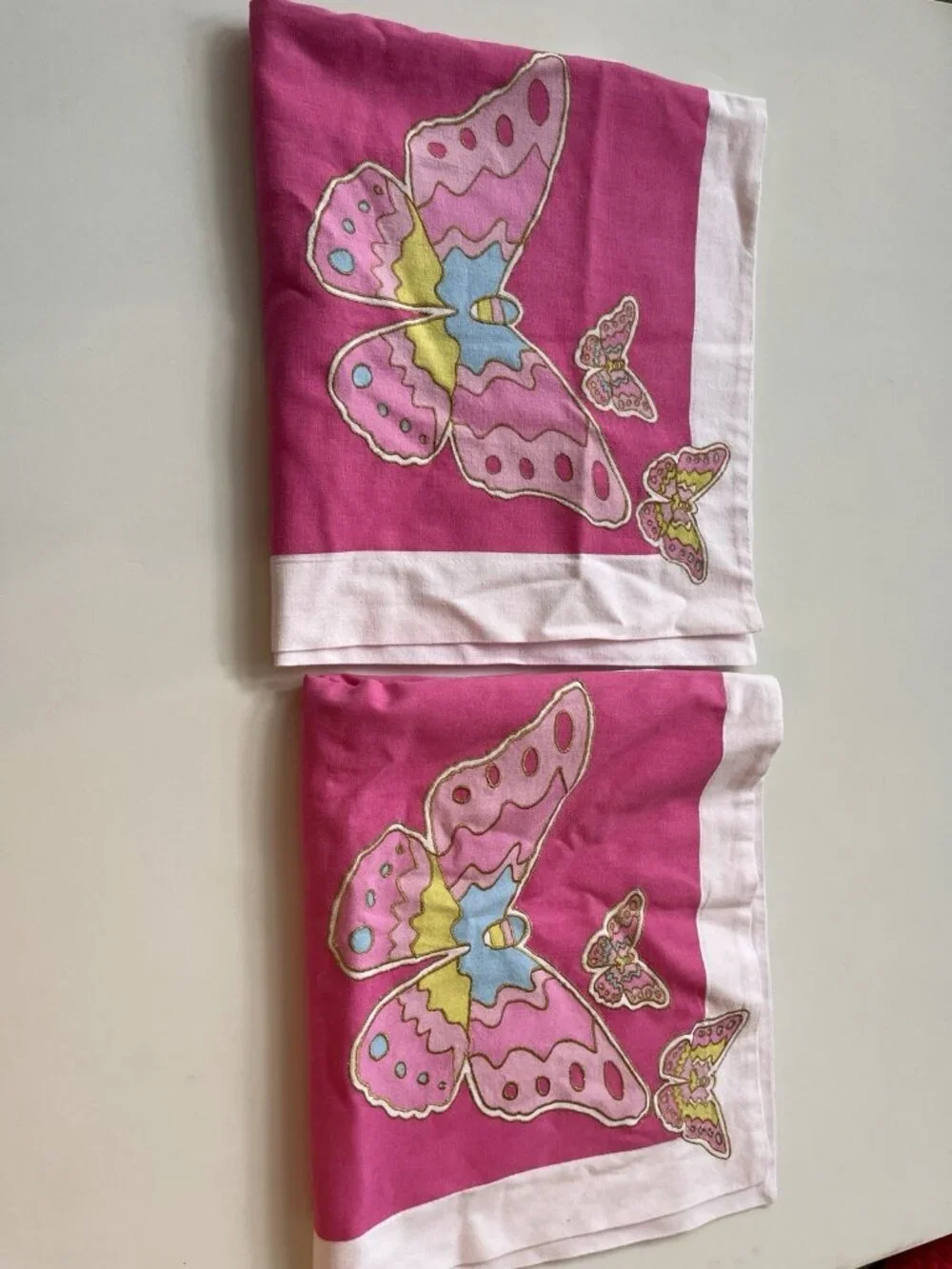 Swell Cynthia Rowley Cotton Full/Queen Duvet Set Cover Shams 3D BUTTERFLY PINK